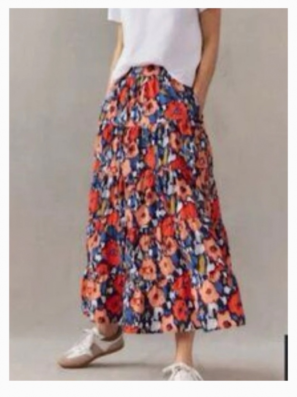 NWT Boden floral tiered cotton maxi skirt 10 M L